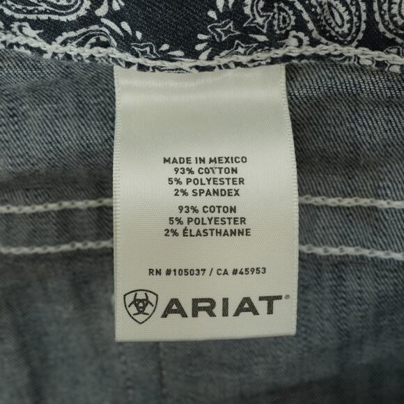 Ariat Real Denim Jeans Womens 34R Mid Rise Stretch Entwined Boot Cut Western - Picture 9 of 14